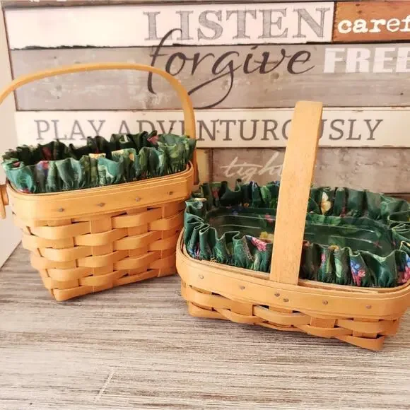 Longaberger 1996 and 1997 Signed Horizon of Hope Basket Combo Emerald Vine